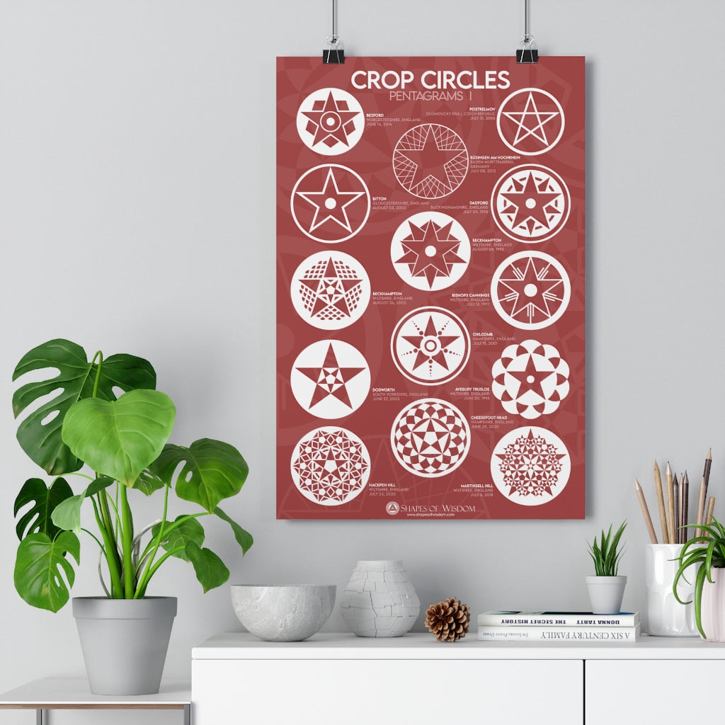 Crop Circles PENTAGRAMS I, Premium Poster - Shapes of Wisdom