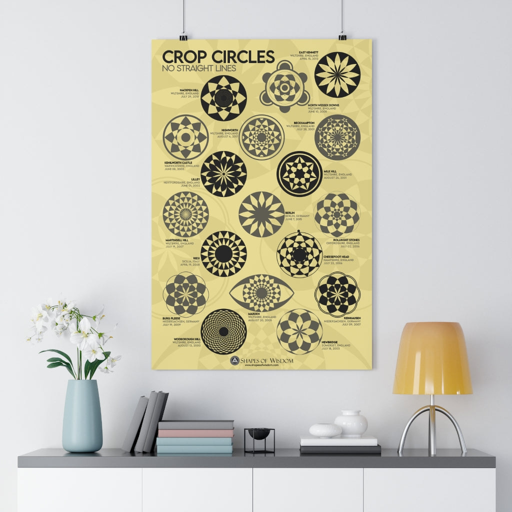 Crop Circles NO STRAIGHT LINES, Premium Poster - Shapes of Wisdom