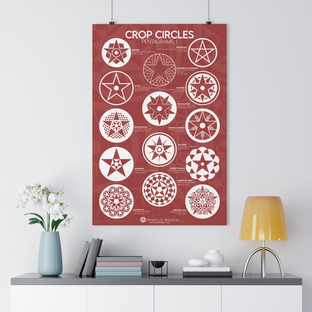 Crop Circles PENTAGRAMS I, Premium Poster - Shapes of Wisdom