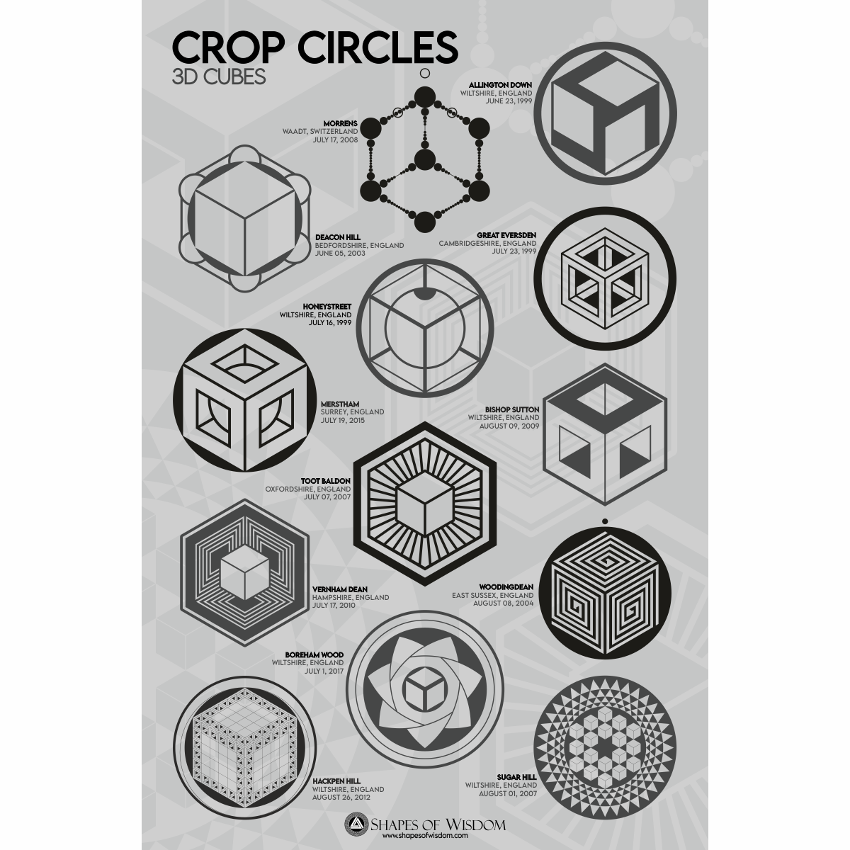 CROP CIRCLES 3D CUBES High Res PNG File - Shapes of Wisdom