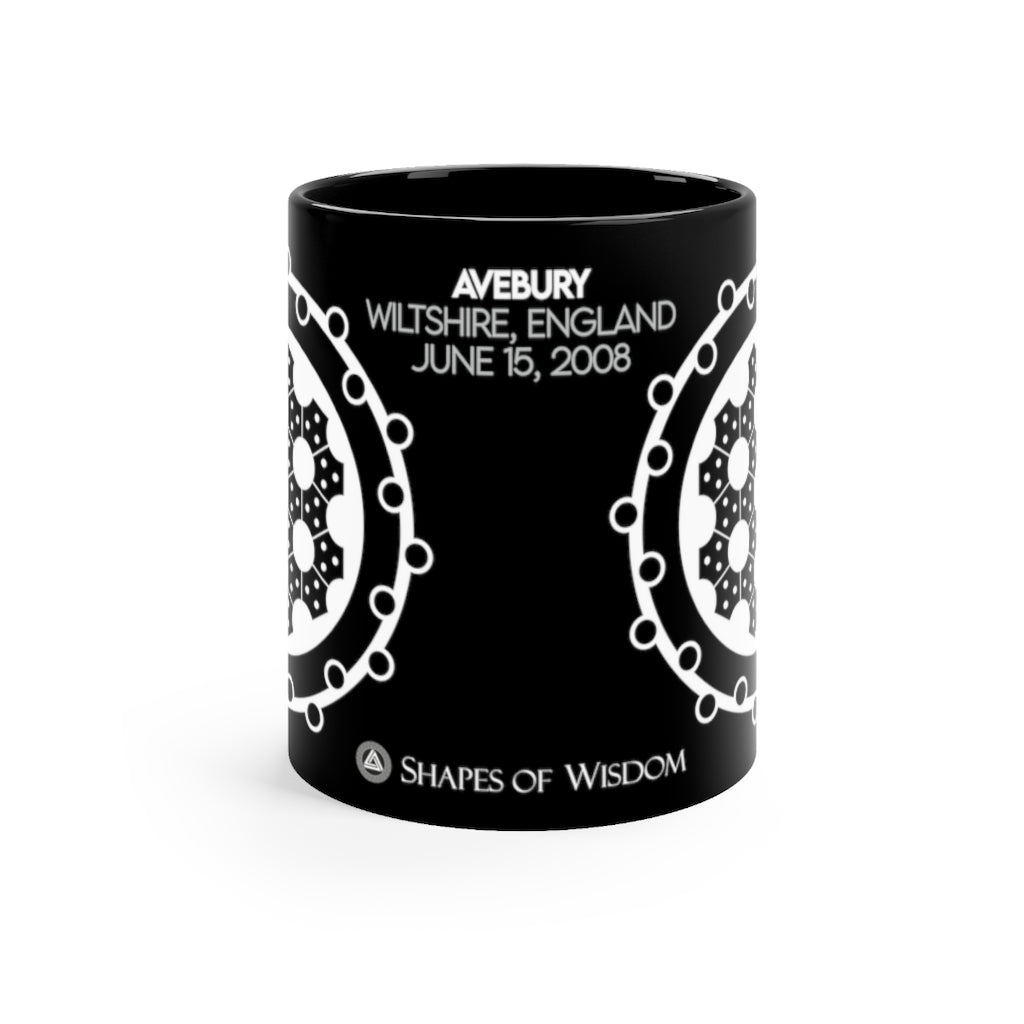 Crop Circle Black mug 11oz - Avebury - Shapes of Wisdom