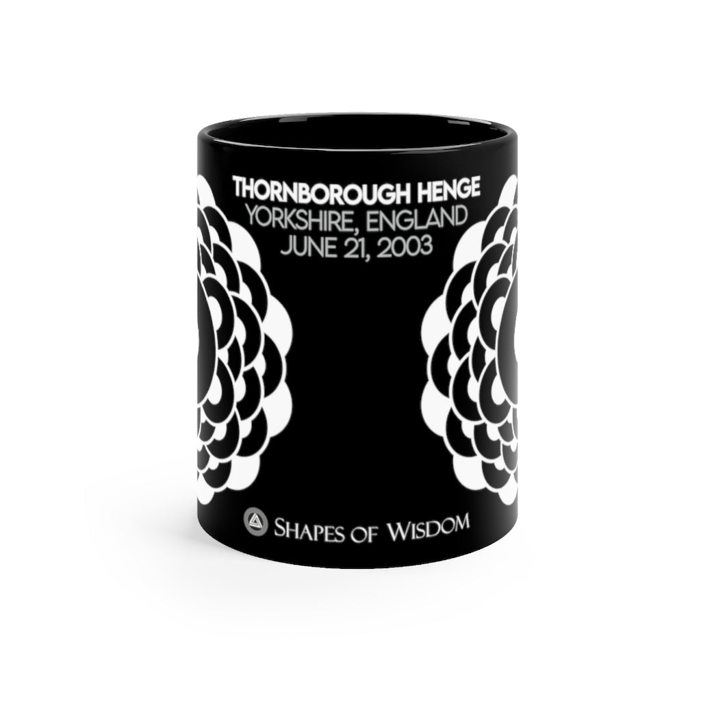 Crop Circle Black mug 11oz - Thornborough Henge - Shapes of Wisdom
