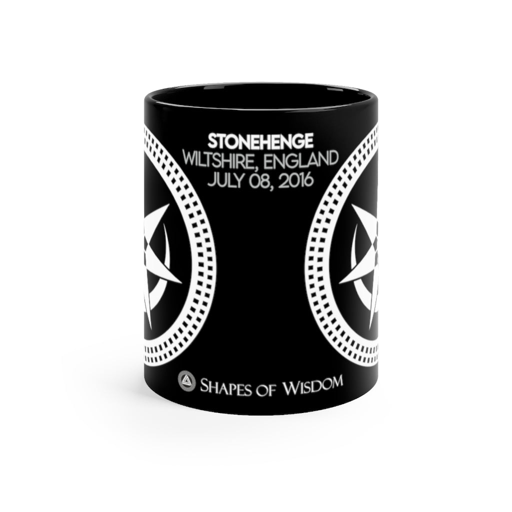Crop Circle Black mug 11oz - Stonehenge 4 - Shapes of Wisdom