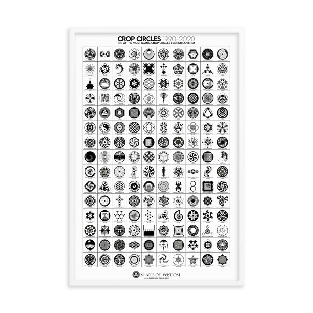 Crop Circles 1990 - 2020 Compilation Framed Poster - Shapes of Wisdom